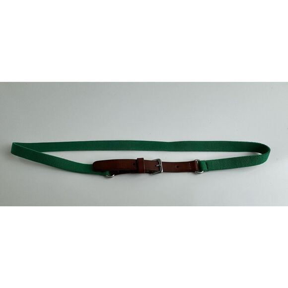 Ann Taylor Loft Green Skinny Stretch Belt w/Brown Leather Tabs, Sz: S, 47-52 - Picture 7 of 12